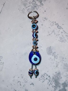 Handmade Evil Eye Glass Keychain Charm